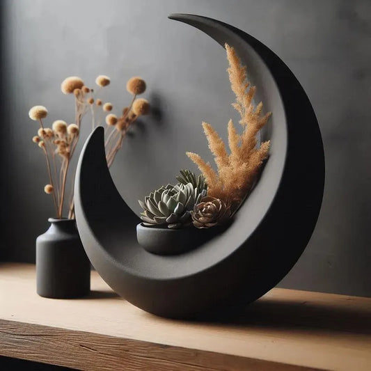 Designer Crescent Decorative Object – Modern Vase, Vessel & Plant Holder for Elegant Home decor